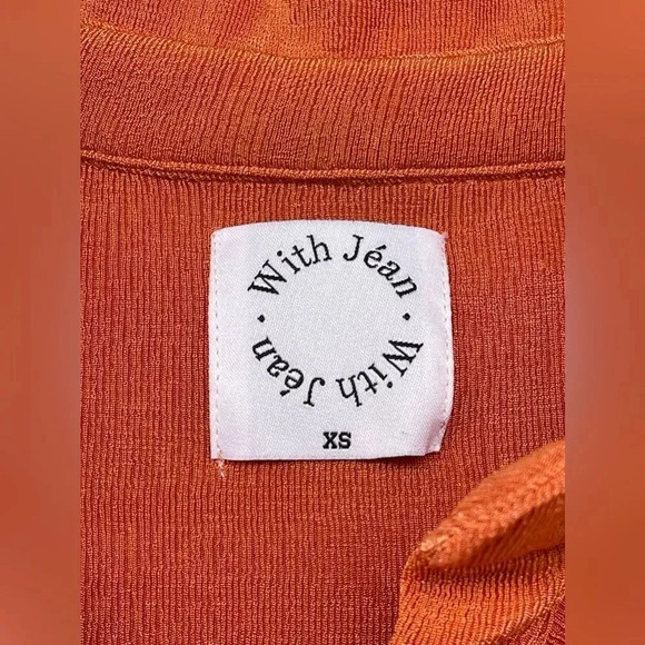With Jean Andy Mini Dress - Maple Orange, Ruched Button-Down XS, - Picture 8 of 16